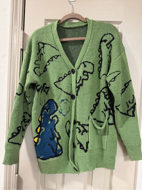 Sweaters - Soft Green Graphic Button-Front Cardigan Sweater